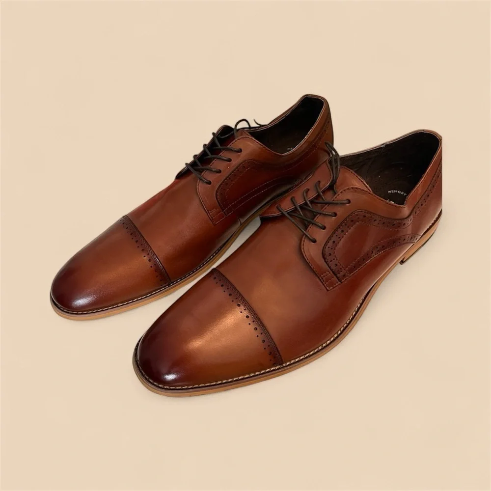 Stacey Adams Classic Brown Leather Men's Derby Shoes $75